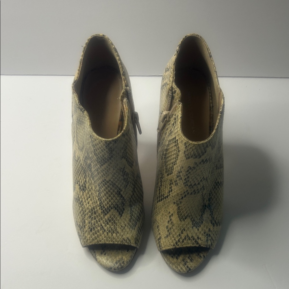 Charles Jourdan Beige Snake Print Ankle Booties